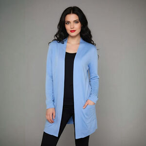 Isaac Mizrahi XS Blue Open Front Cardigan with Pockets